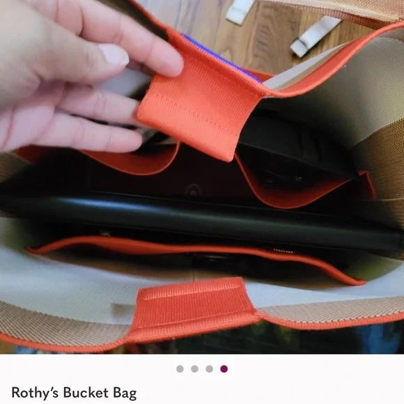 EUC Rothy’s The Bucket Bag Orange | Tan | Cream - Picture 3 of 4